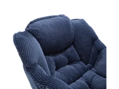 Sofá sillón con reposabrazos, bolsillos laterales y reposapiés, azul marino