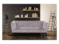 Sofá terciopelo "Vanessa" - Gris claro