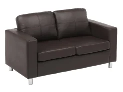 Sofa 2 plazas de piel sintetica color marrón ACKLEY