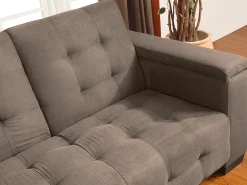 Sofa cama 3 plazas clic-clac de microfibra, marrón DEVONSHIRE