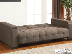 Sofa cama 3 plazas clic-clac de microfibra, marrón DEVONSHIRE