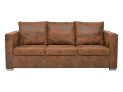Sofa de 3 plazas 191x73x82 cm piel de ante artificial