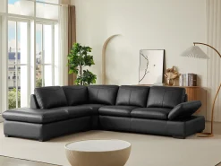 Sofa rinconera de piel, negro, angulo izquierdo ONYX II