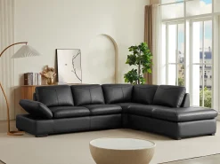 Sofa rinconera de piel, negro, angulo derecho ONYX II