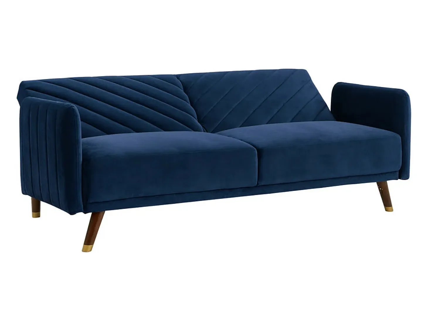 Sofá-cama 3 plazas tipo clic-clac de terciopelo azul JORIS