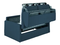 Sofá-cama de apertura exprés terciopelo azul CALIFE