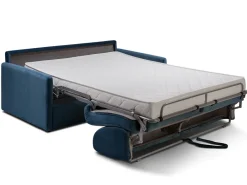 Sofá-cama de apertura exprés terciopelo azul CALIFE
