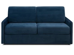 Sofá-cama de apertura exprés terciopelo azul CALIFE
