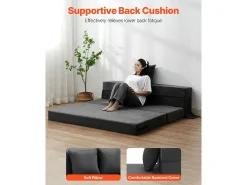 Sofá-Cama Plegable SucceBuy, 3 en 1 con 2 Almohadas, Gris Oscuro, Queen