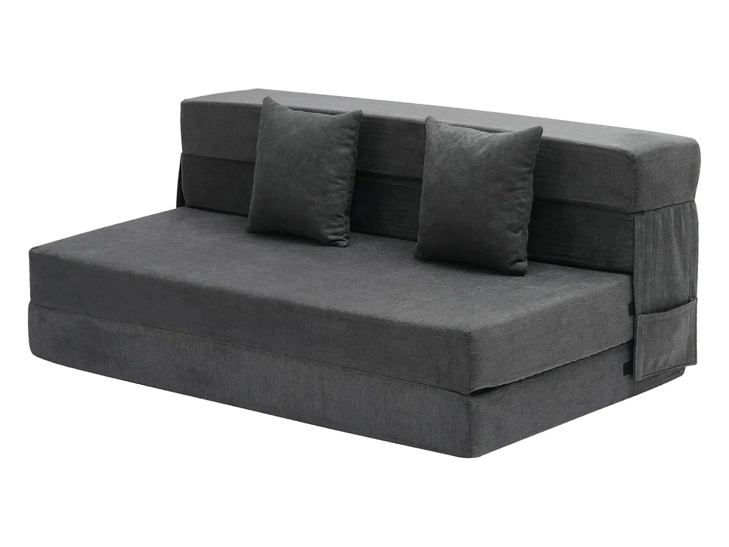 Sofá-Cama Plegable SucceBuy, 3 en 1 con 2 Almohadas, Gris Oscuro, Queen