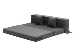 Sofá-Cama Plegable SucceBuy, 3 en 1 con 2 Almohadas, Gris Oscuro, Queen