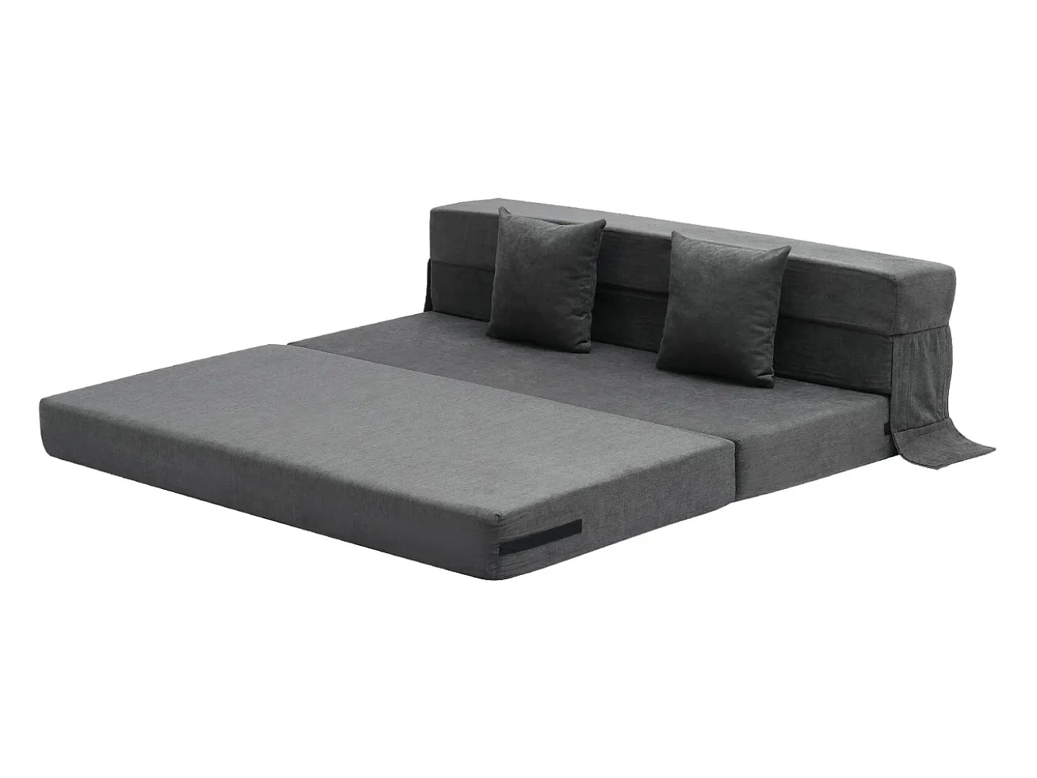 Sofá-Cama Plegable SucceBuy, 3 en 1 con 2 Almohadas, Gris Oscuro, Queen