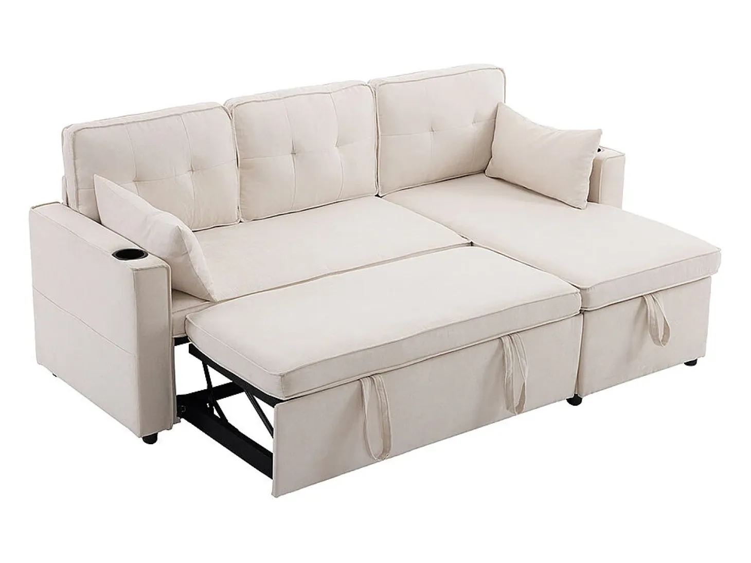 Sofás con función de dormir, sofás en forma de L, muebles tapizados, sofás, tumbonas con portavasos,Beige