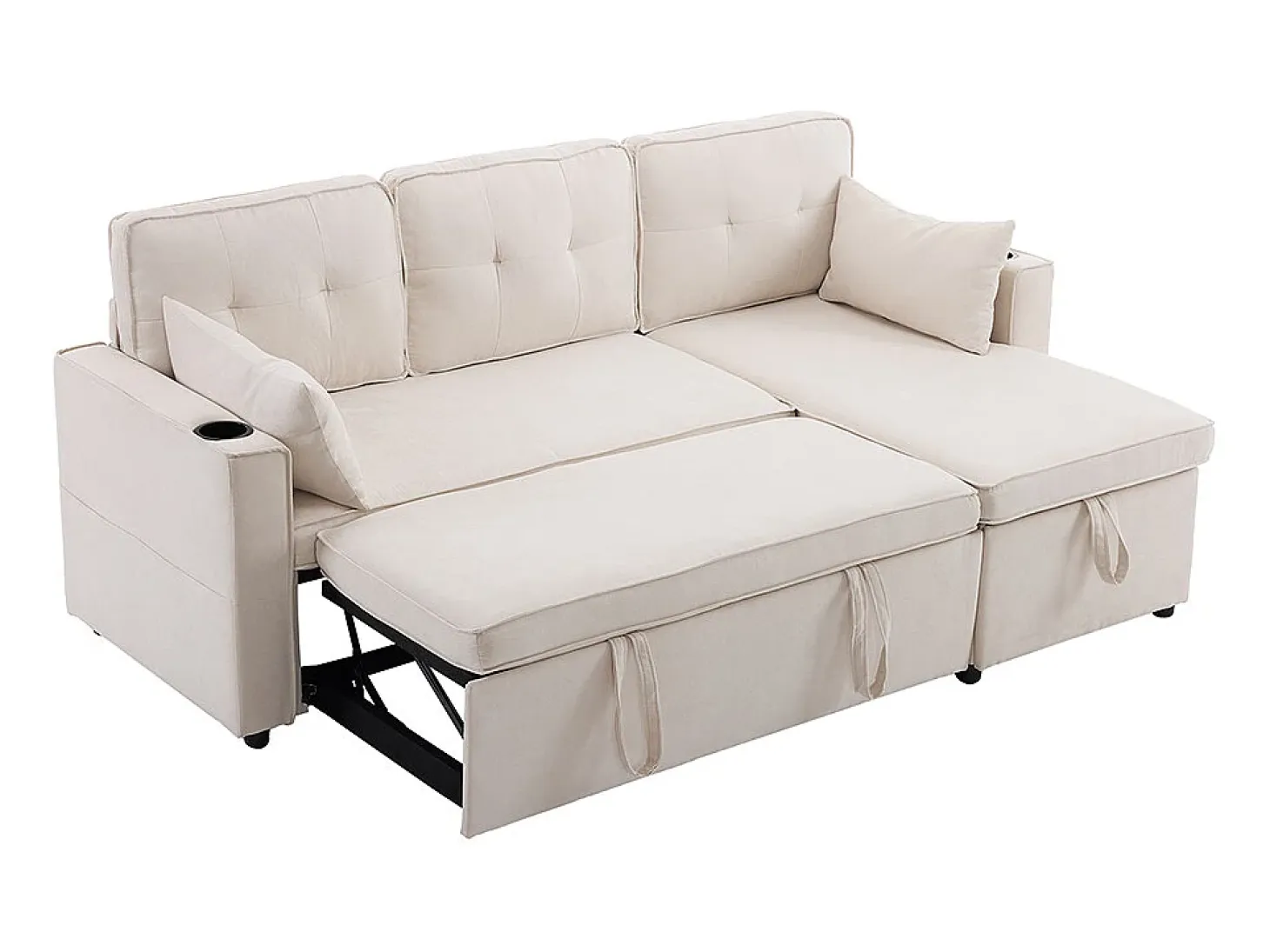 Sofás con función de dormir, sofás en forma de L, muebles tapizados, sofás, tumbonas con portavasos,Beige