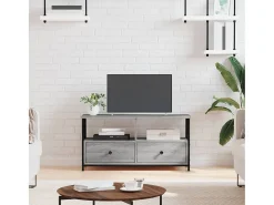 Sophie-Bernadette-Marie Mueble TV erro y madera contrachapada gris Sonoma 90x33x45 cm