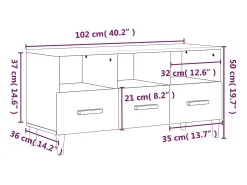 Sophie-Françoise Mueble de TV madera contrachapada blanco brillo 102x36x50 cm