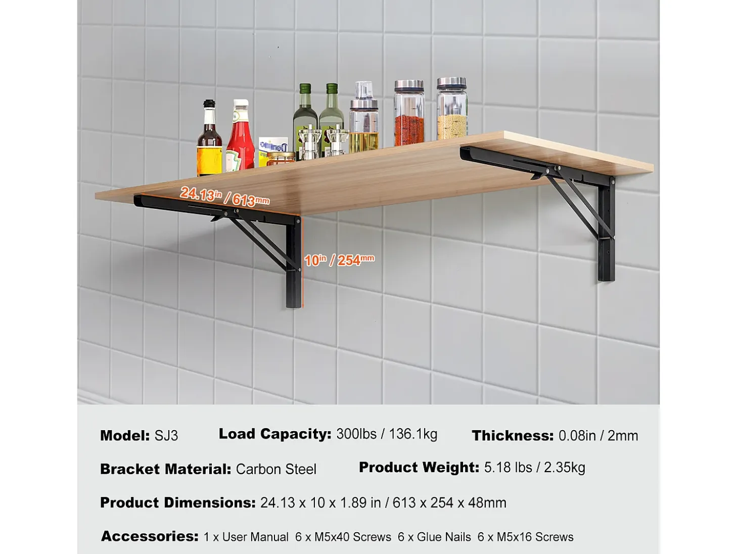 Soporte de Estantería SucceBuy, Plegable, 61 cm de Longitud, 2 Piezas, Resistente y de Gran Carga