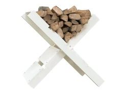 Soporte de leña blanco madera maciza de pino 47x39,5x48 cm ES827860