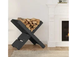 Soporte de leña gris madera maciza de pino 47x39,5x48 cm ES728725