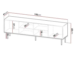 Soporte de TV de diseño Mokt negro mate de 190 cm