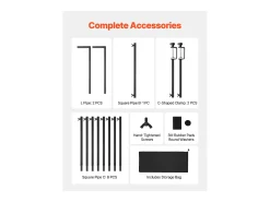 Soporte de Vara de Mesa SucceBuy con Pinzas, Soporte Arco de Mesa, Altura Ajustable 33-107 cm Longitud Ajustable 71.1-249 cm, Marco de Arco Metal