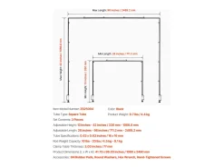 Soporte de Vara de Mesa SucceBuy con Pinzas, Soporte Arco de Mesa, 2 PCS, Altura Ajustable 33-106.7 cm Longitud Ajustable 71.1-249 cm, Marco Arco Metal