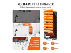 Soporte Mural SucceBuy File Wall Shelf Mesh Wall File Holder 1 Pieza 10 Bolsas para Oficina y Escuela