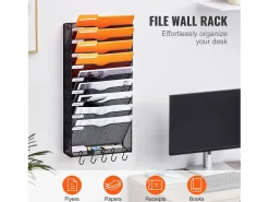 Soporte Mural SucceBuy File Wall Shelf Mesh Wall File Holder 1 Pieza 10 Bolsas para Oficina y Escuela