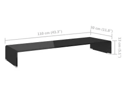 Soporte para TV/Elevador monitor cristal negro 110x30x13 cm