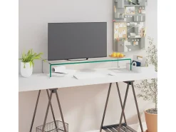 Soporte para TV/Elevador monitor cristal claro 90x30x13 cm
