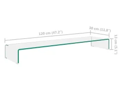 Soporte para TV/Elevador monitor cristal claro 120x30x13 cm