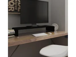 Soporte para TV/Elevador monitor cristal negro 90x30x13 cm