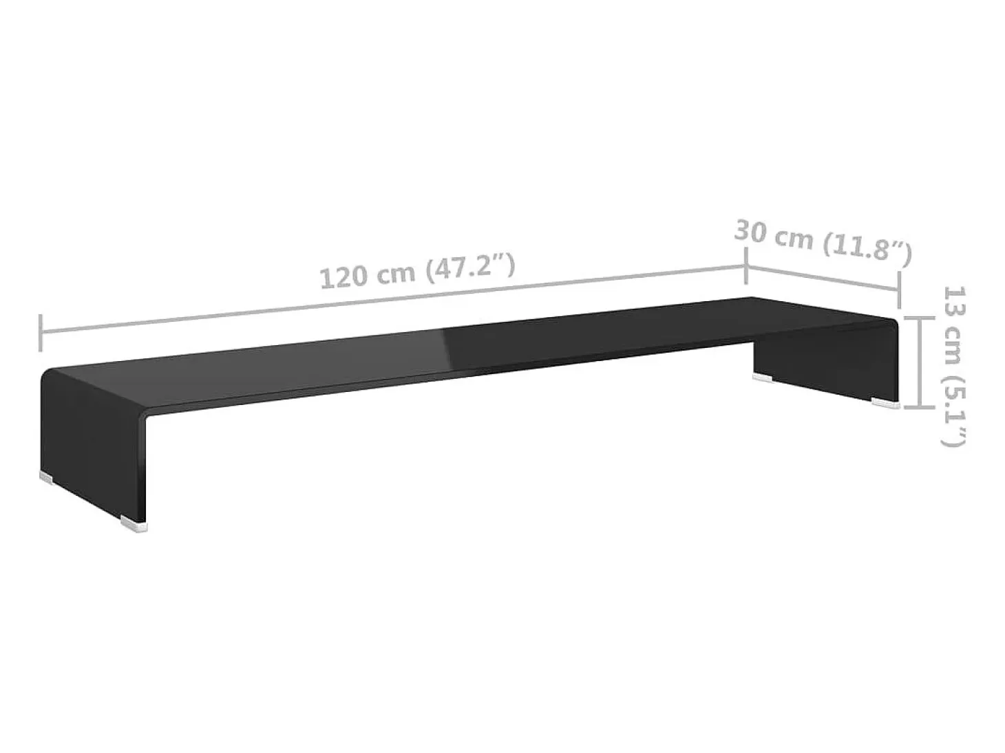 Soporte para TV/Elevador monitor cristal negro 120x30x13 cm