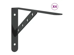Soportes de estante 4 uds acero inoxidable negro 30x2,5x15,5 cm ES963115