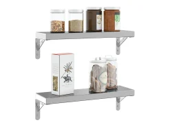 Soportes de estante 4 uds acero inoxidable plata 15x2,5x11,5 cm ES946788