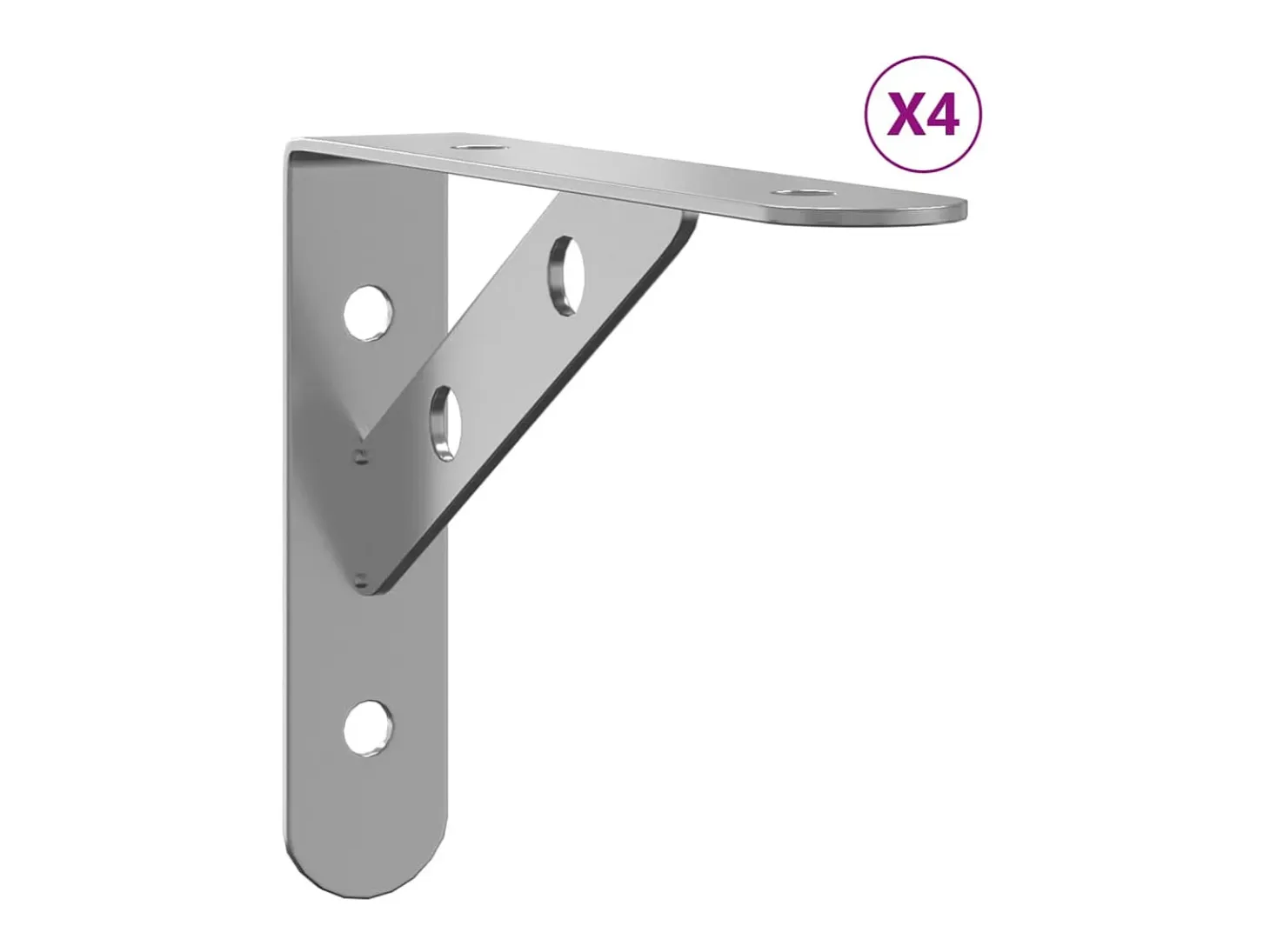 Soportes de estante 4 uds acero inoxidable plata 15x2,5x11,5 cm ES946788