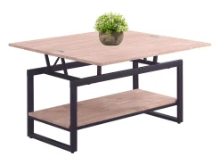 Steve Mesa Centro Elevable Extensible Roble Nordish/Negro 47-62x100x45-90 cm