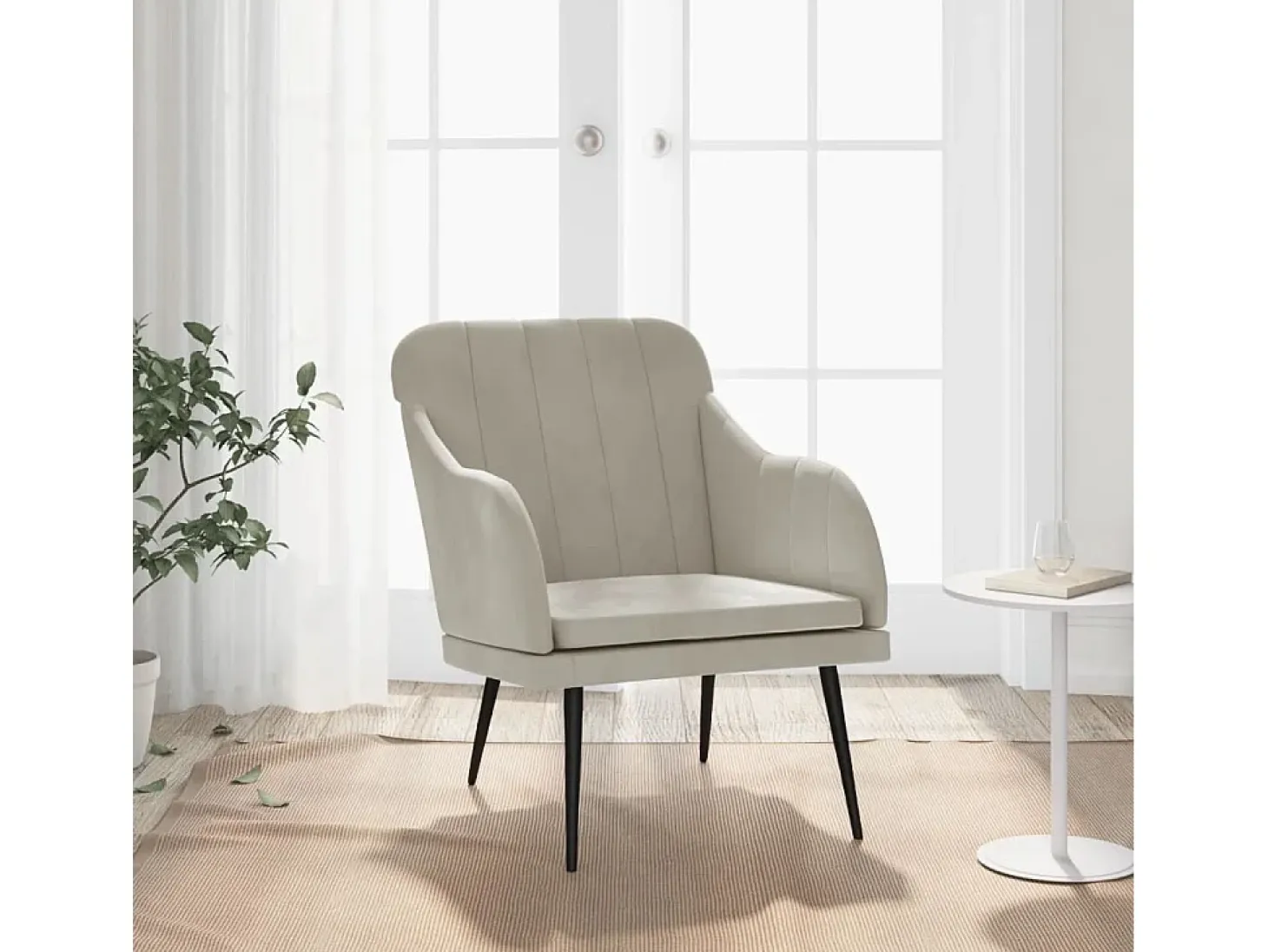 Streetsboro Sillón de terciopelo gris claro 63x76x80 cm