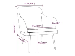 Streetsboro Sillón de terciopelo gris claro 63x76x80 cm