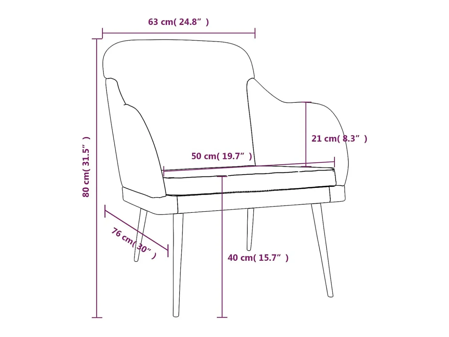 Streetsboro Sillón de terciopelo rosa 63x76x80 cm