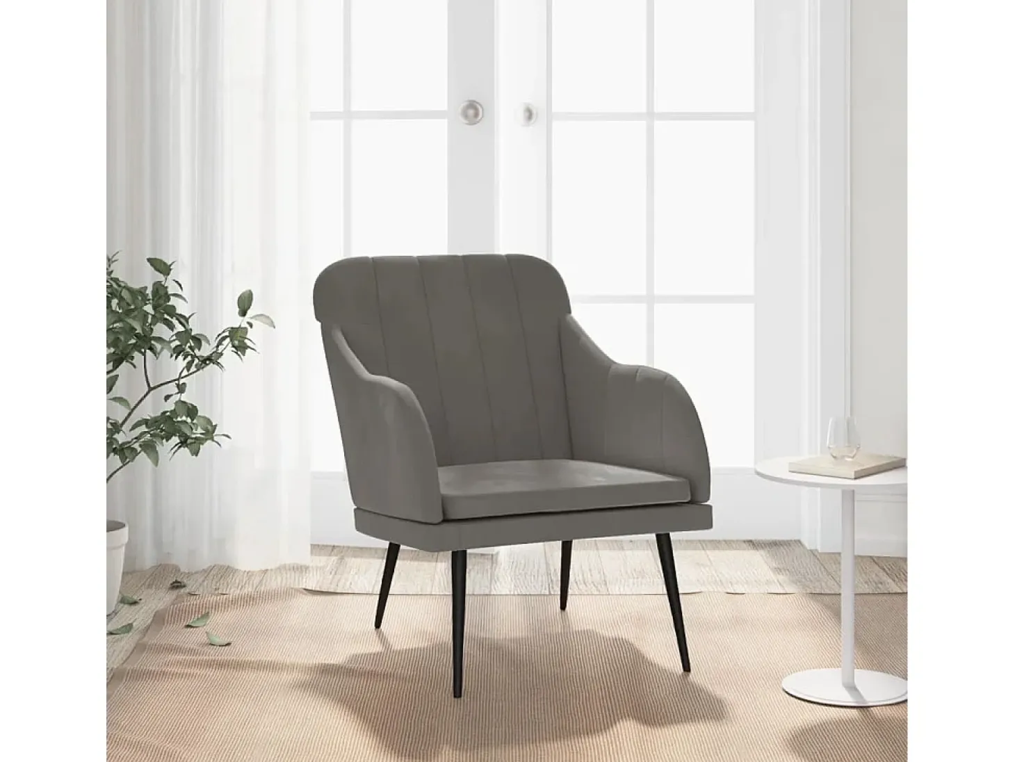 Streetsboro Sillón de terciopelo gris oscuro 63x76x80 cm
