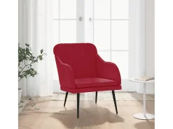 Streetsboro Sillón de terciopelo rojo tinto 63x76x80 cm