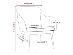 Streetsboro Sillón de terciopelo rojo tinto 63x76x80 cm