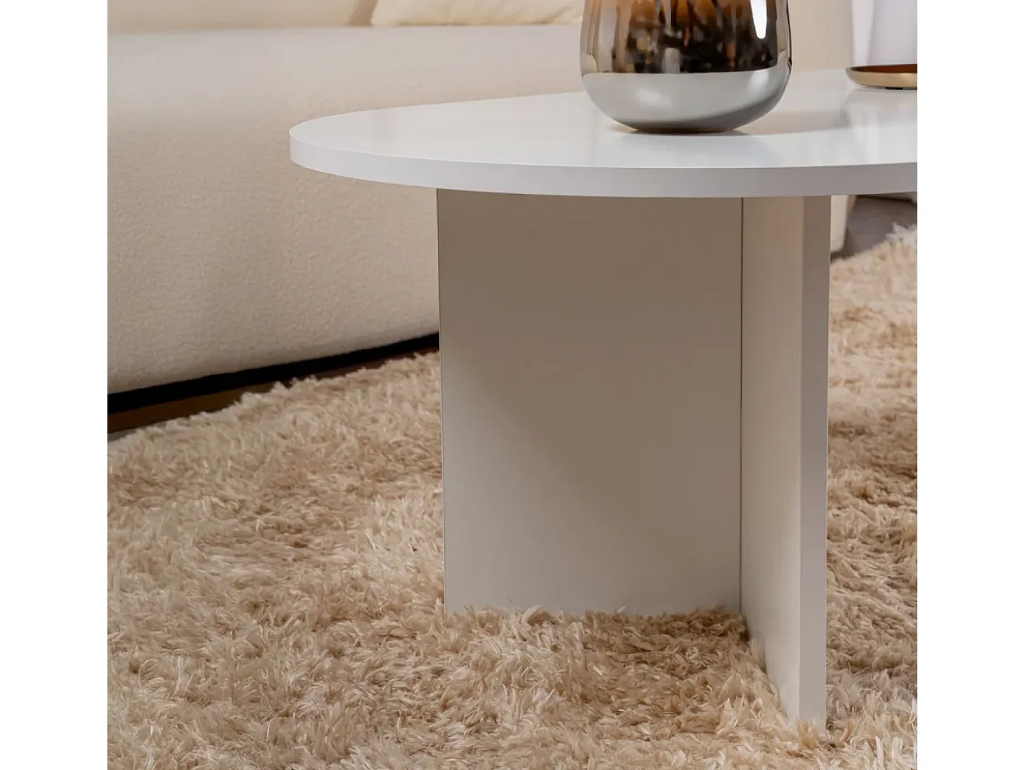 Table basse ovale effet travertin 119x60cm LYU