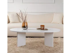 Table basse ovale effet travertin 119x60cm LYU