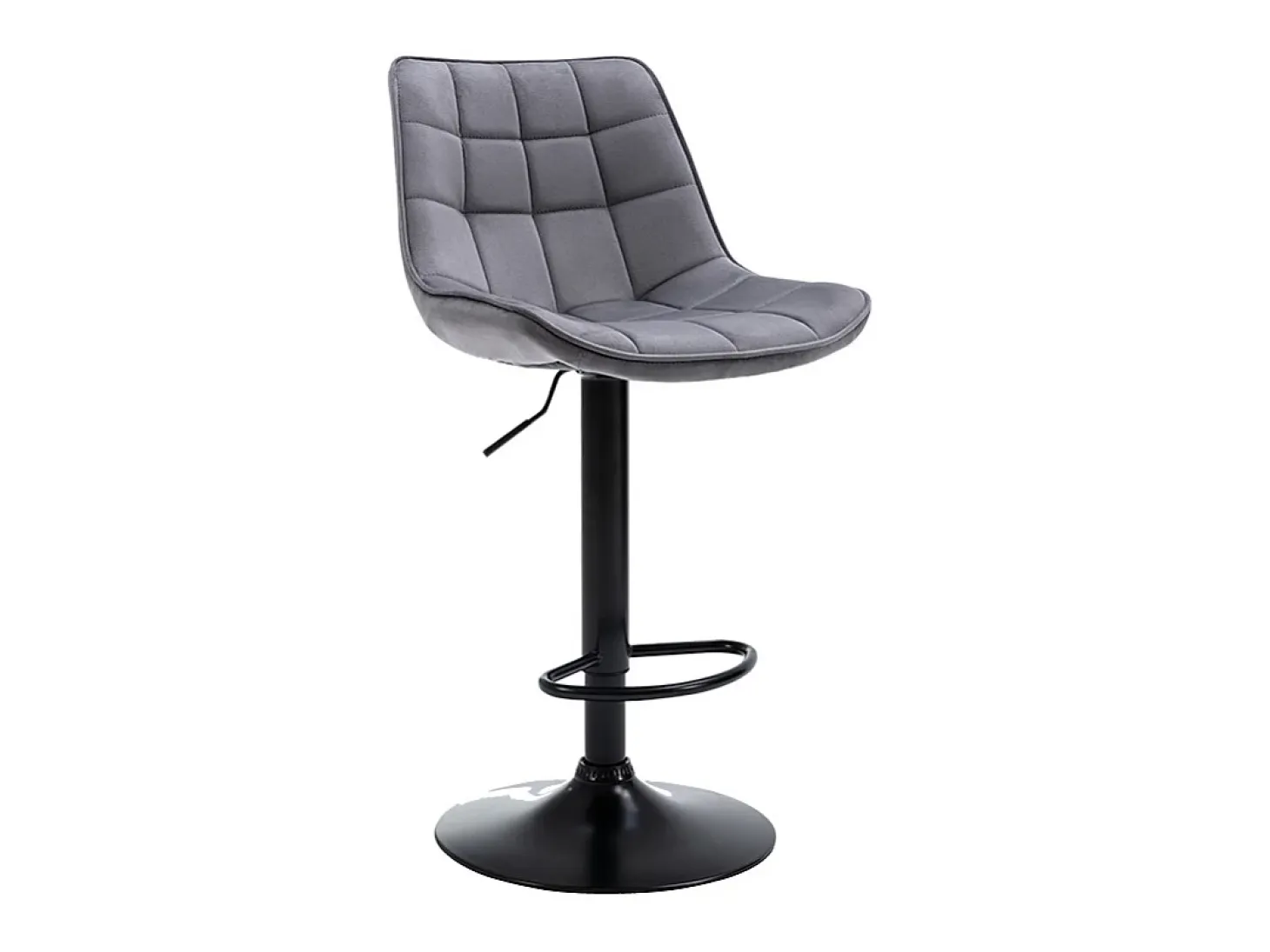 taburete alto ajustable terciopelo metal gris LIMA II (lote de 2)