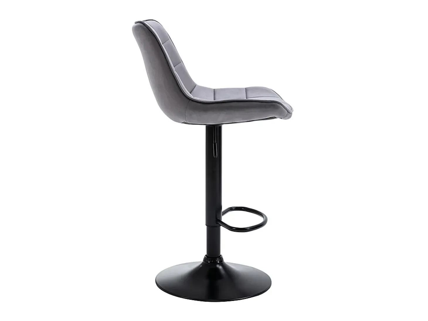 taburete alto ajustable terciopelo metal gris LIMA II (lote de 2)