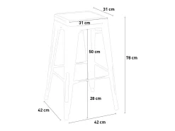 taburete alto bar cocina 78 cm industrial madera steel up wood - Azul
