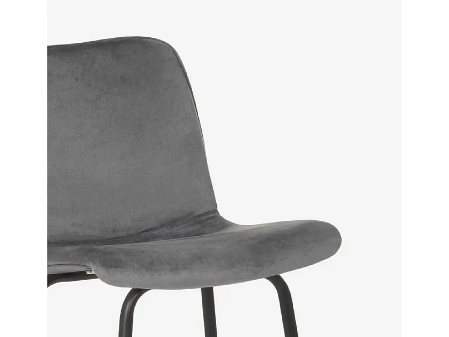 Taburete alto de bar cocina fijo terciopelo diseño moderno Dett - Gris Oscuro