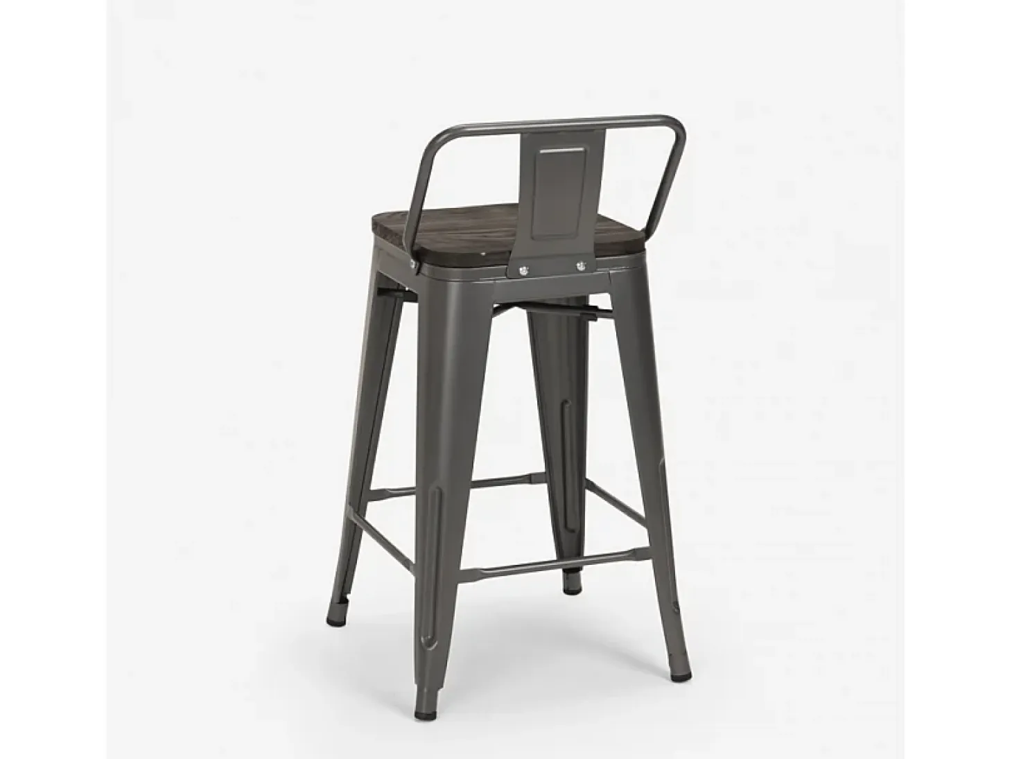 taburete alto de diseño industrial de metal y madera, para barra y cocina steel wood top - Gris Oscuro
